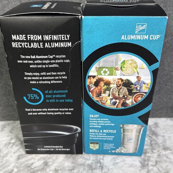 2 boxes of 10 Ball ALUMINUM CUP Lightweight Sturdy 20oz Cups Refill Recycle READ - Picture 4 of 4